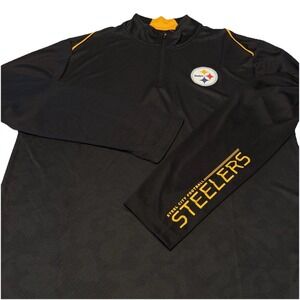 Pittsburg Steelers NFL Quarter Zip Pullover Men's Large Black New Football Sport